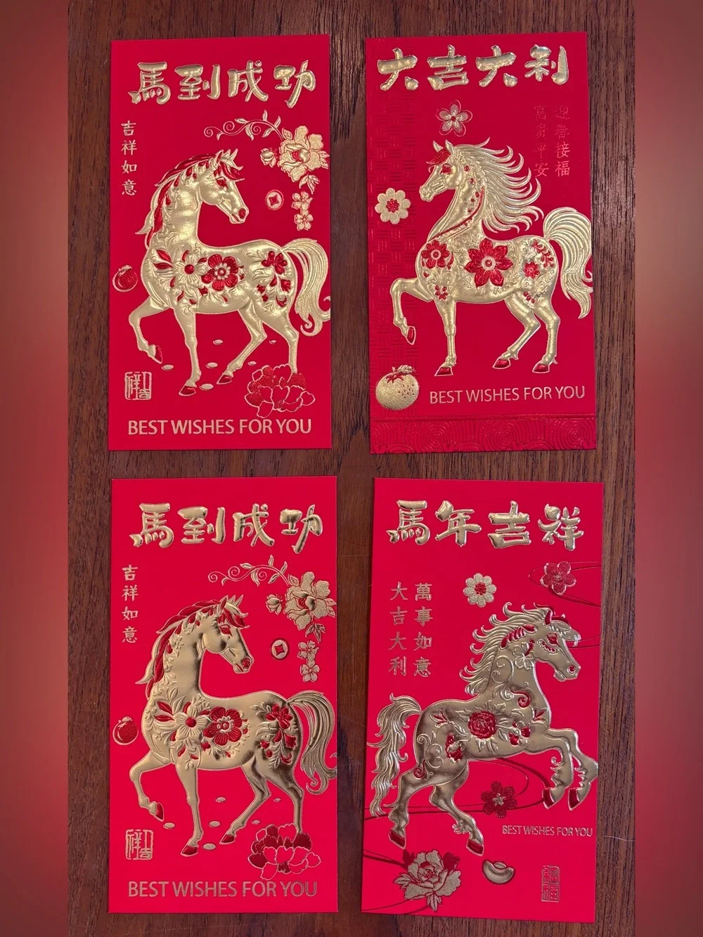 2026 Year of the Horse Hong Bao Red Envelopes Year of the Horse Gold Foil